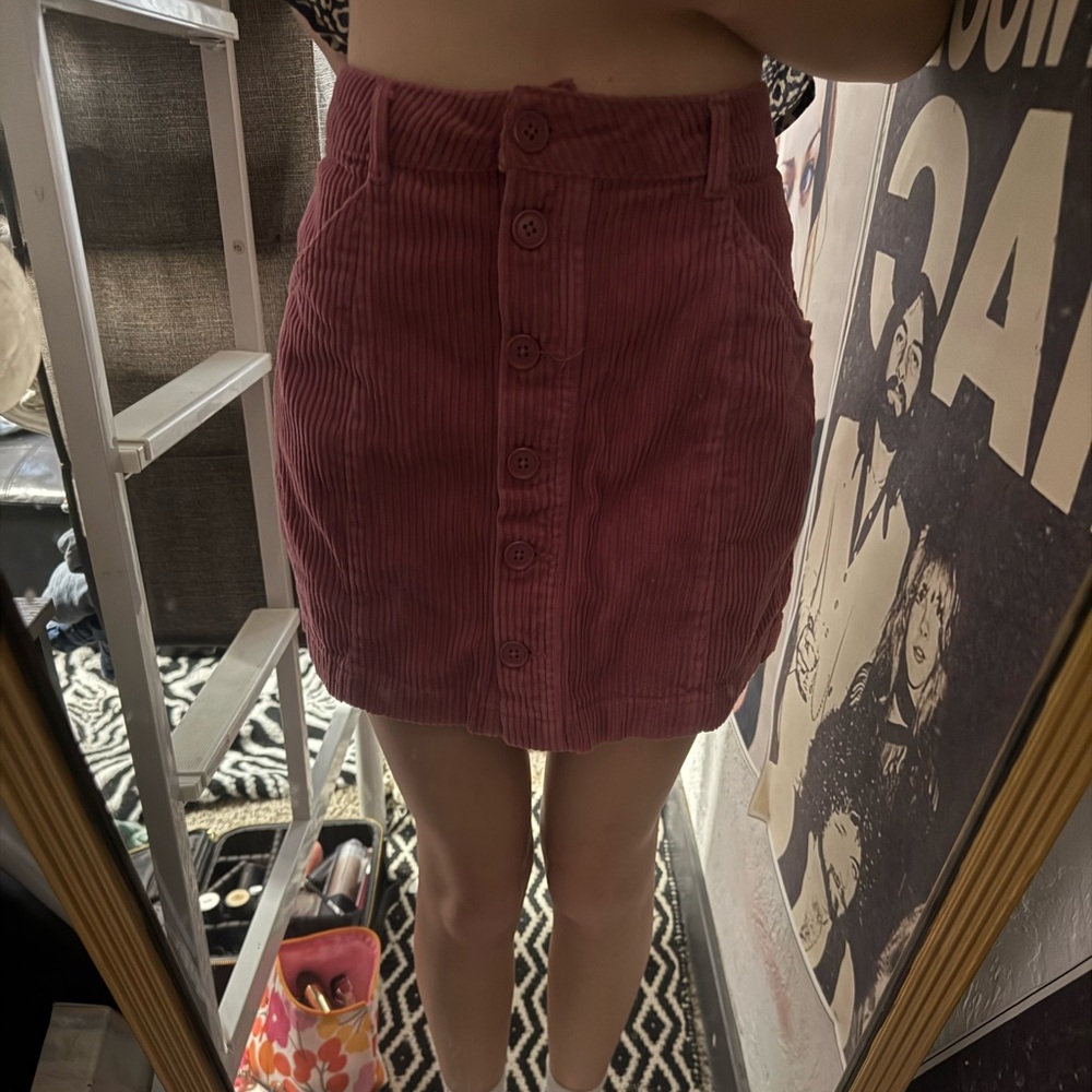 pink corduroy mini skirt